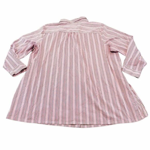 Roaman's Shirt Plus Size 34W Long Sleeve Button Down Striped Stripes Pink Purple - Picture 2 of 5